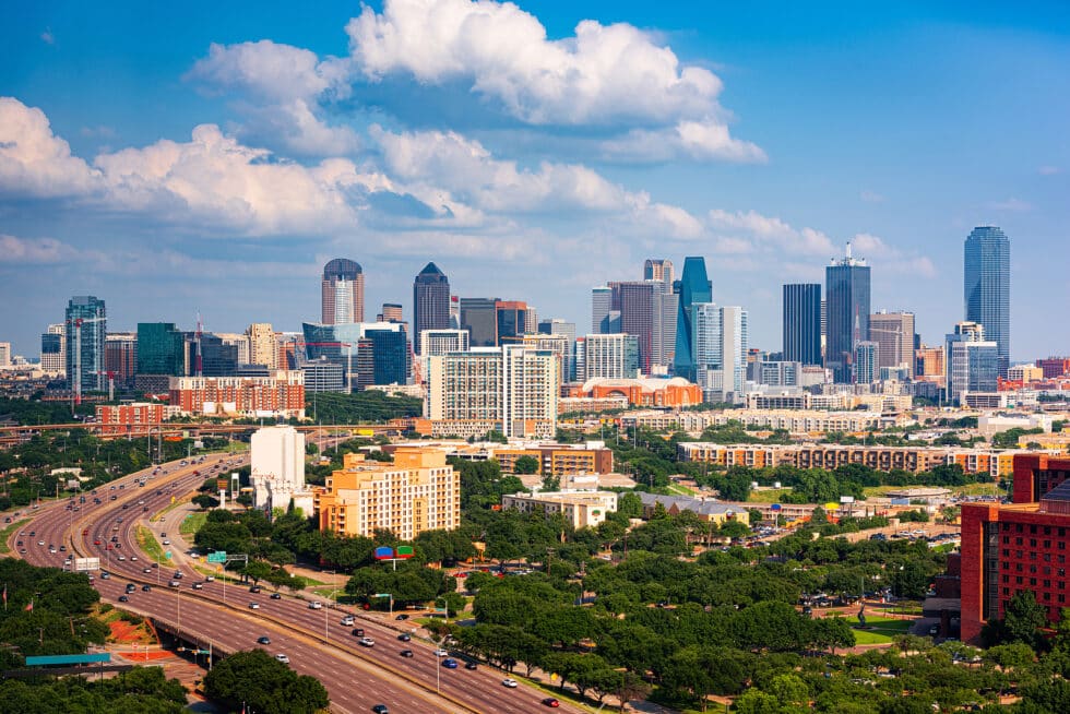 Boardwalk Resort Vacations highlights the Dallas skyline as part of a city vacation featuring culture, attractions, events, and outdoor spaces.